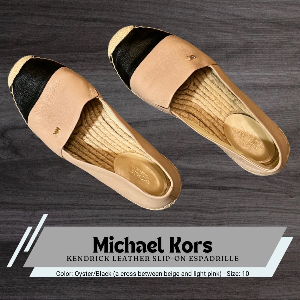 SOLD- Michael Kors Kendrick Leather Slip-on Espadrille; Size 10